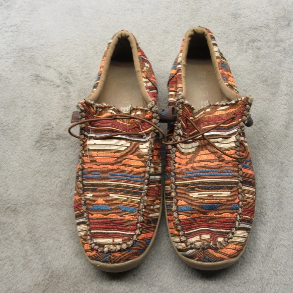 Roper Aztec Mens Shoes 9 Brown‎ Southwestern Slip On Lace-Up Shoes Loafer Casual